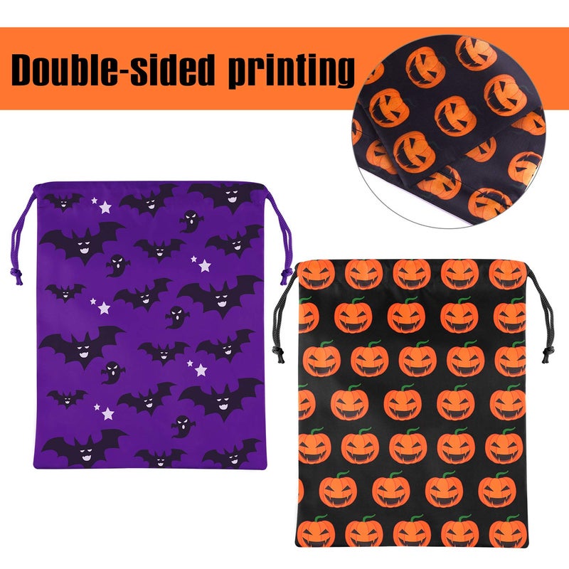 KUUQA 12 Pack Halloween Candy Bags - Drawstring Goodie Bags for Halloween Party Favor Supplies - Image 4